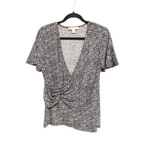 Michael Kors Navy and White Floral Women's Blouse Top